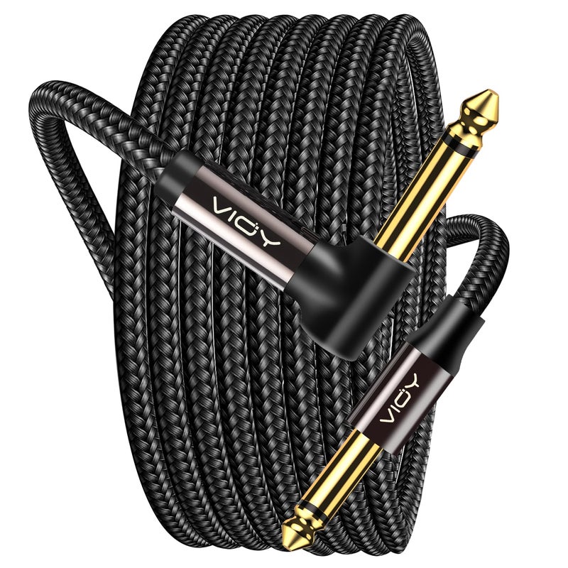 VIOY Guitar Cable 3M, 6.35 mm (1/4) TS Mono Jack Unbalanced Right Angle Instrument Cables, High-end Guitar Amp Cord for Electric Guitar, Bass, Keyboard, Electric Mandolin - Image 1